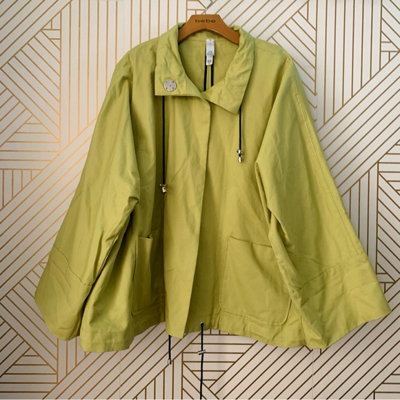 Marla Wynne Drama 100% Cotton Twill Canvas Lime Green Jacket peacoat Size 2X - Picture 9 of 9